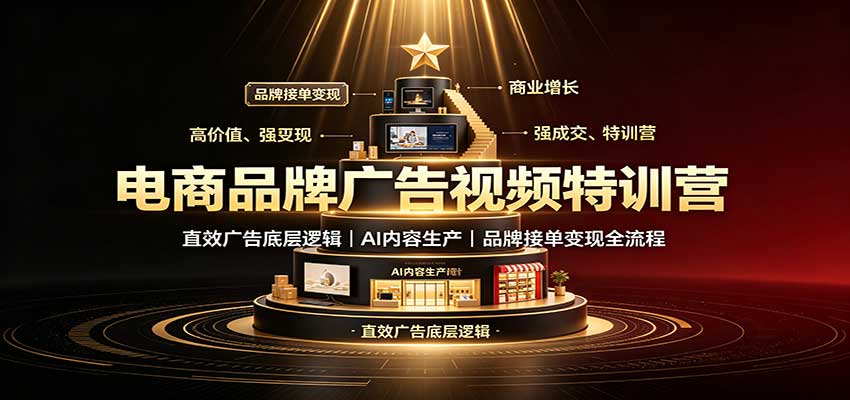 电商品牌广告视频特训:直效广告底层逻辑,AI内容生产,品牌接单变现全流程-青鹤工作室