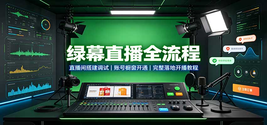 绿幕直播全流程:直播间搭建调试,账号橱窗开通,完整落地开播教程-青鹤工作室