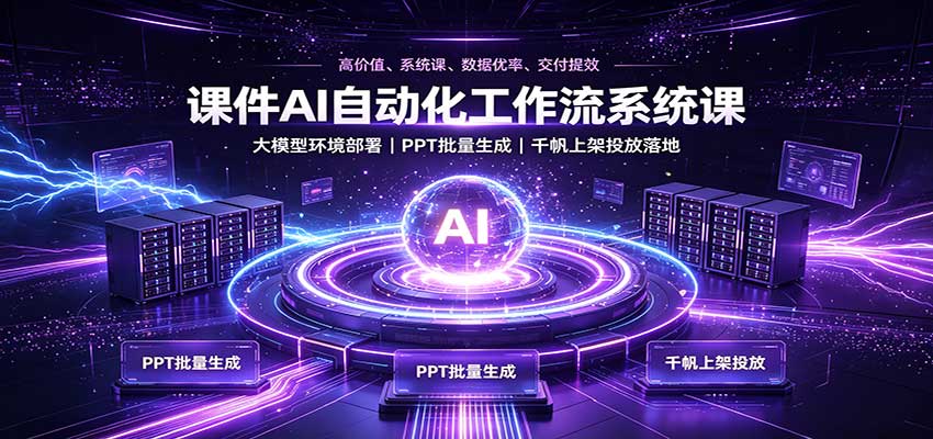 课件AI自动化工作流系统课:大模型环境部署,PPT批量生成,千帆上架投放落地-青鹤工作室