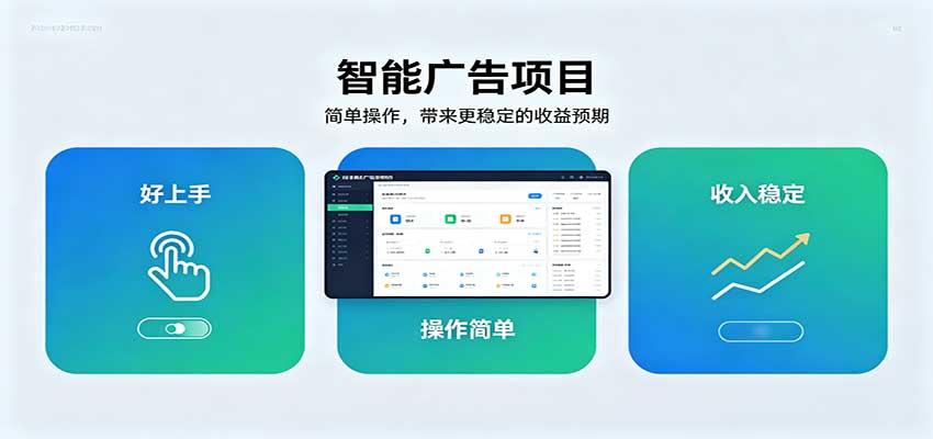 智能广告挂机项目，操作简单上手快，收益稳定可持续。稳定日入300+-青鹤工作室