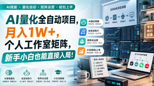 AI量化全自动挂机,月入1W+,个人工作室矩阵,新手小白也能直接入局!-青鹤工作室