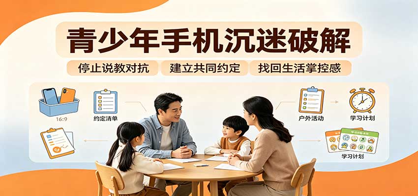 青少年手机沉迷破解:跳出管控说教思维,六步法引导孩子夺回注意力掌控权-青鹤工作室