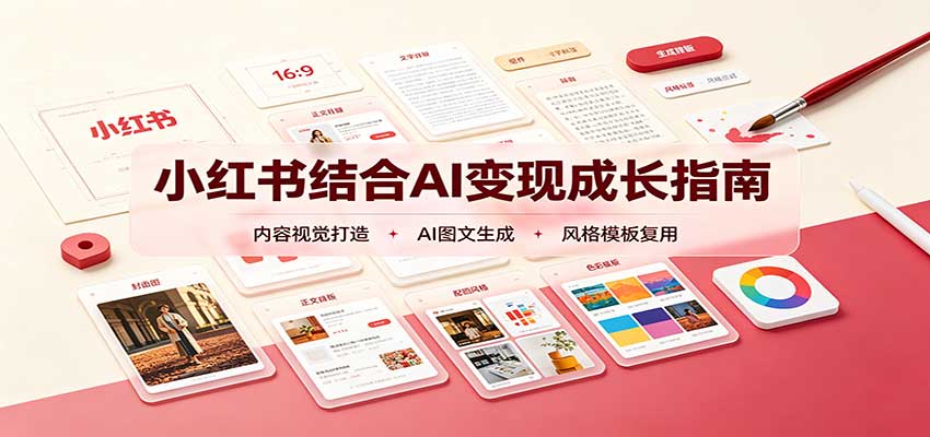 小红书结合AI变现成长指南:账号精准定位,内容视觉打造,搭建可复制流量获客体系-青鹤工作室