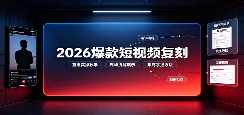 2026爆款短视频复刻:直播实操教学,配套文字文档掌握全流程-青鹤工作室