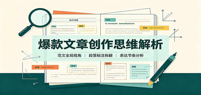 爆款文章创作思维解析:全局视角拆解范文,梳理行文逻辑,搭配真实拆文实操案例-青鹤工作室