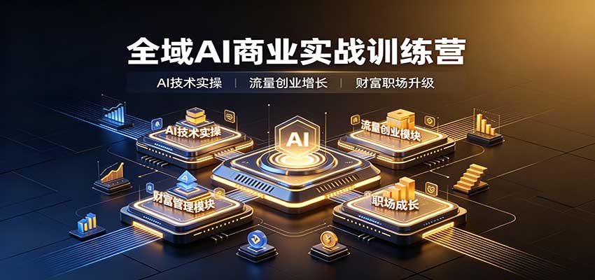 全域AI商业实战训练营:涵盖AI技术实操、流量创业、财富管理与职场成长全体系内容-青鹤工作室