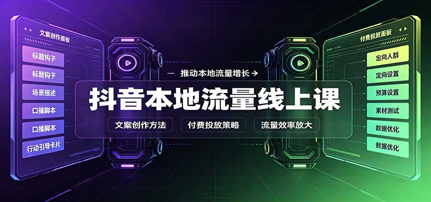 抖音本地流量线上课:账号搭建拍摄剪辑,文案创作与付费投放教学-青鹤工作室
