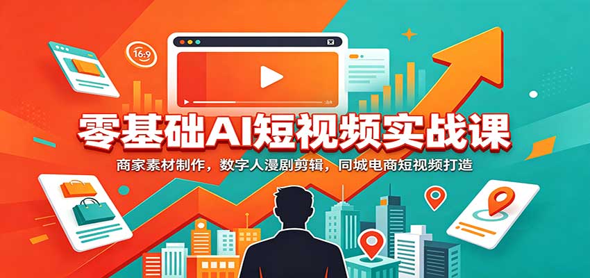 零基础AI短视频实战课:商家素材制作,数字人漫剧剪辑,同城电商短视频打造-青鹤工作室