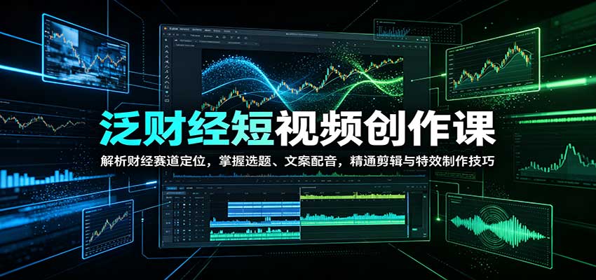 泛财经短视频创作课:解析财经赛道定位,掌握选题、文案配音,精通剪辑与特效制作技巧-青鹤工作室
