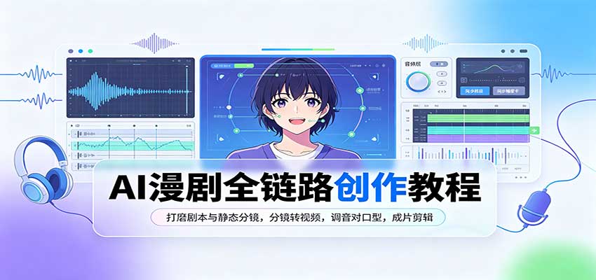 AI漫剧全链路创作教程：打磨剧本与静态分镜，分镜转视频，调音对口型，成片剪辑-青鹤工作室
