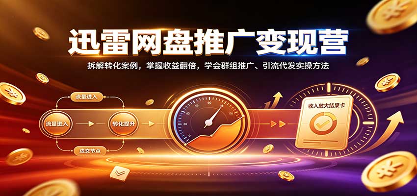 迅雷网盘推广变现营:拆解转化案例,掌握收益翻倍,学会群组推广、引流代发实操方法-青鹤工作室