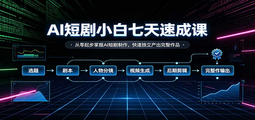 AI短剧小白七天速成课：从零起步掌握AI短剧制作，快速独立产出完整作品-青鹤工作室