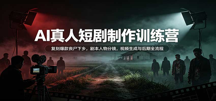 AI真人短剧制作训练营：复刻爆款丧尸下乡，剧本人物分镜，视频生成与后期全流程-青鹤工作室